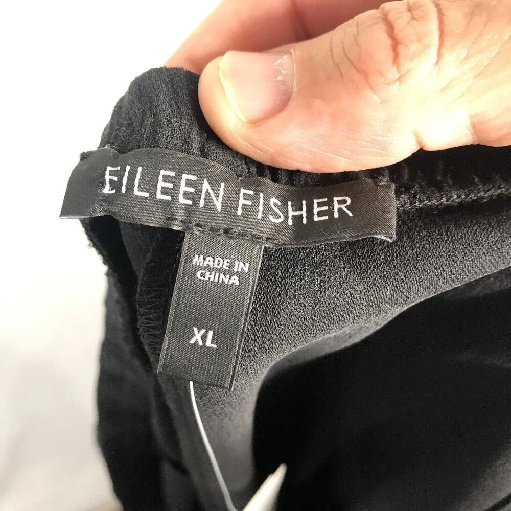 Eileen Fisher Silk Pants Womens Extra Large Black Georgette Crepe Career NEW - Picture 12 of 16